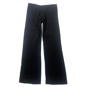 Easley Black Linen/Rayon/Spandex Front Back Pockets Flare Button Zip Beach M